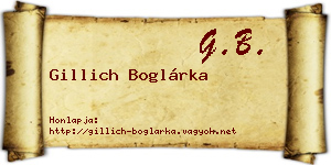 Gillich Boglárka névjegykártya
